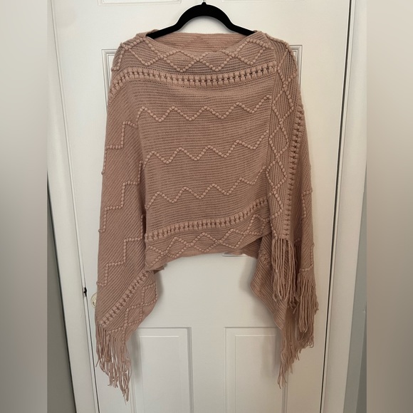 Sweaters - Pale Pink/Mauve Poncho Sweater